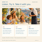 Portuguese for Holidays beginner practice guide with a family at a Porto café and three steps: listen and understand, try it yourself, and make it stick.