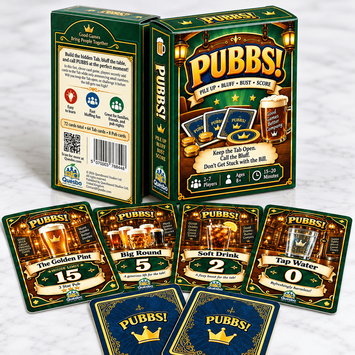 PUBBS™ – Bluffing Card Game | Family & Pub Game | Ages 8+ - Quesbo