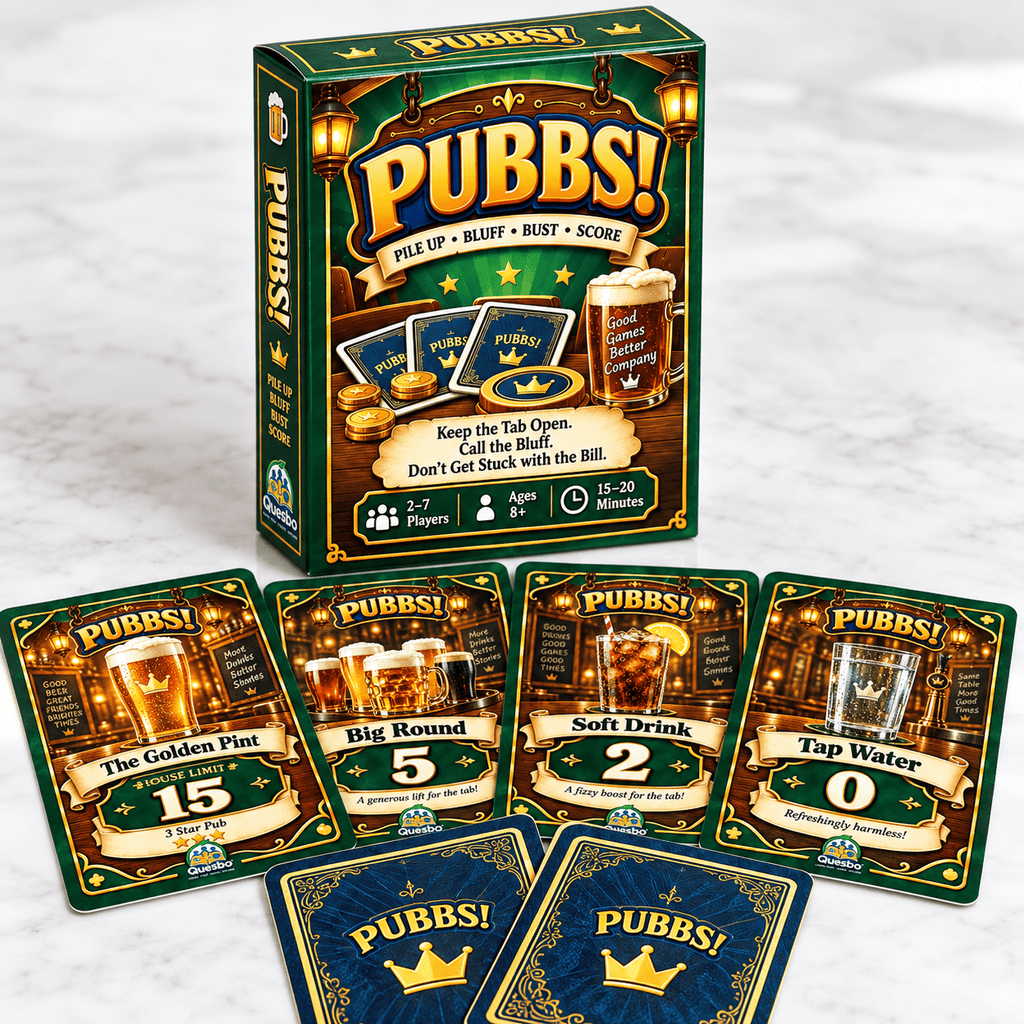 PUBBS™ – Bluffing Card Game | Family & Pub Game | Ages 8+ - Quesbo