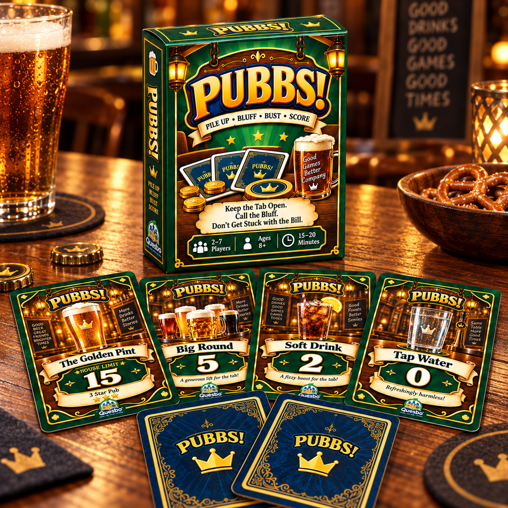 PUBBS™ – Bluffing Card Game | Family & Pub Game | Ages 8+ - Quesbo
