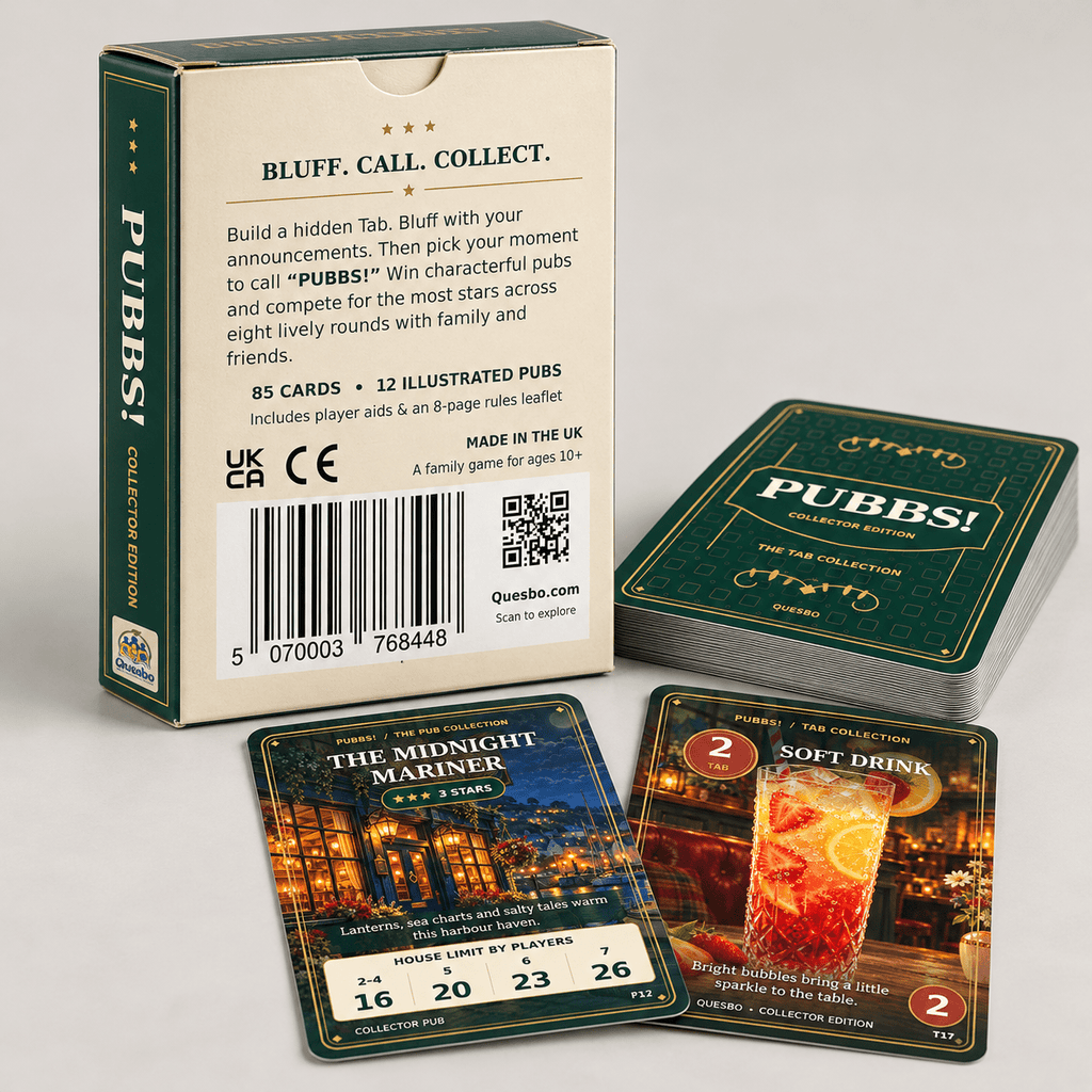 PUBBS!™ Collector Edition – Family Bluffing Card Game - Quesbo