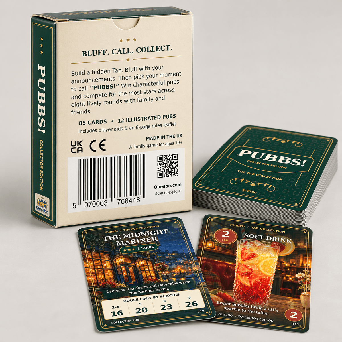 PUBBS!™ Collector Edition – Family Bluffing Card Game - Quesbo