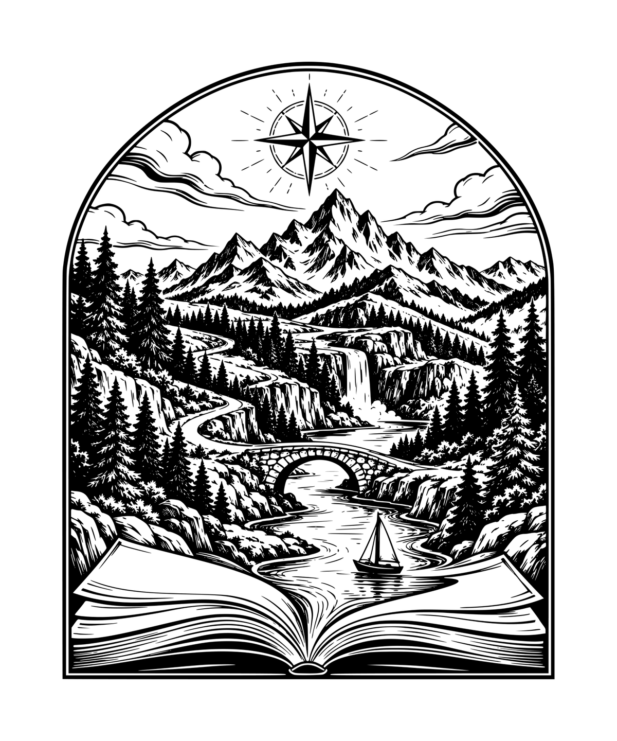Quesbo Adventures — Large Landscape Laser Engraving; artwork preview only