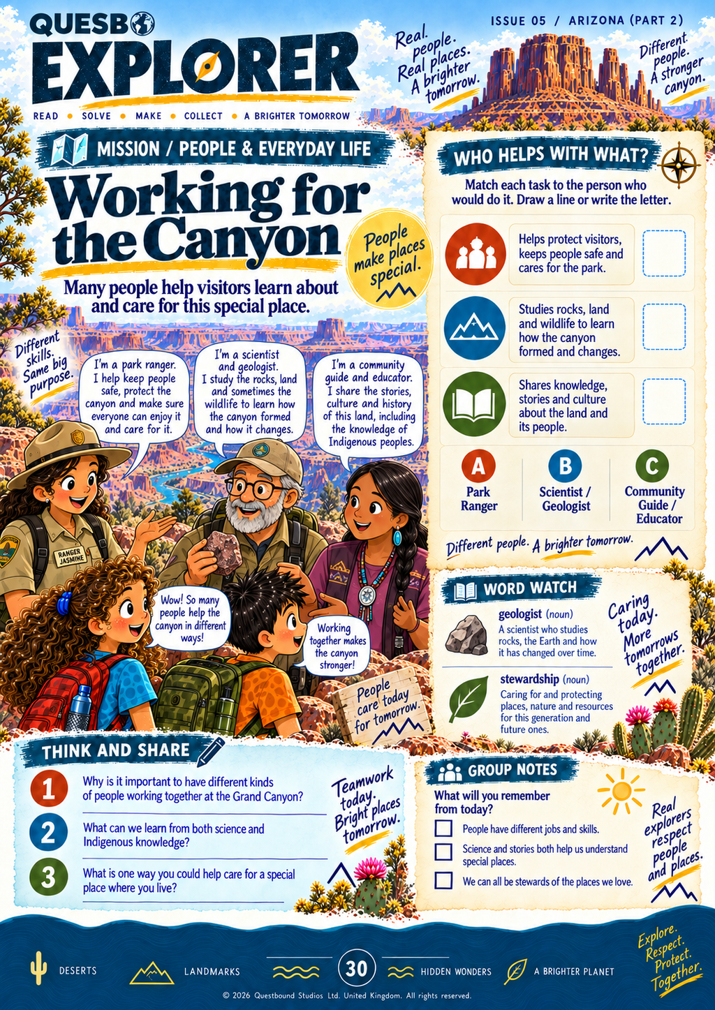 Quesbo Explorer Issue 05: Arizona Part 2 – The Grand Canyon Switch-Up 55 pages | Kids Adventure Magazine Ages 8–11 - Quesbo