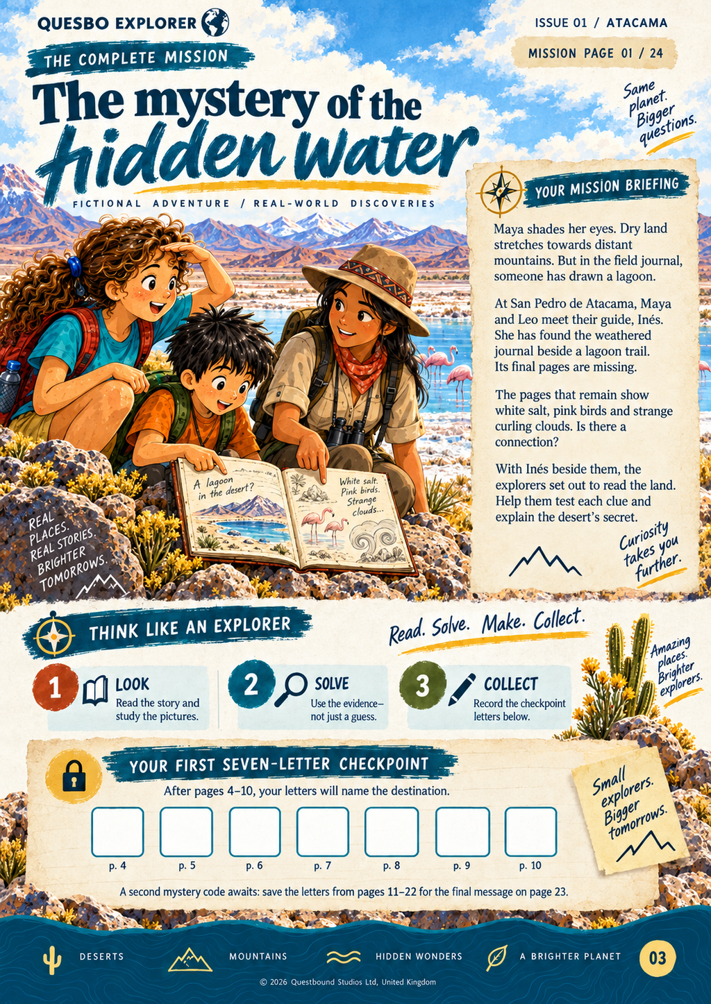 Quesbo Explorer Magazine: Issue 1 - Atacama (Chile) 40 pages | Kids Adventure Magazine Ages 8–11 - Quesbo