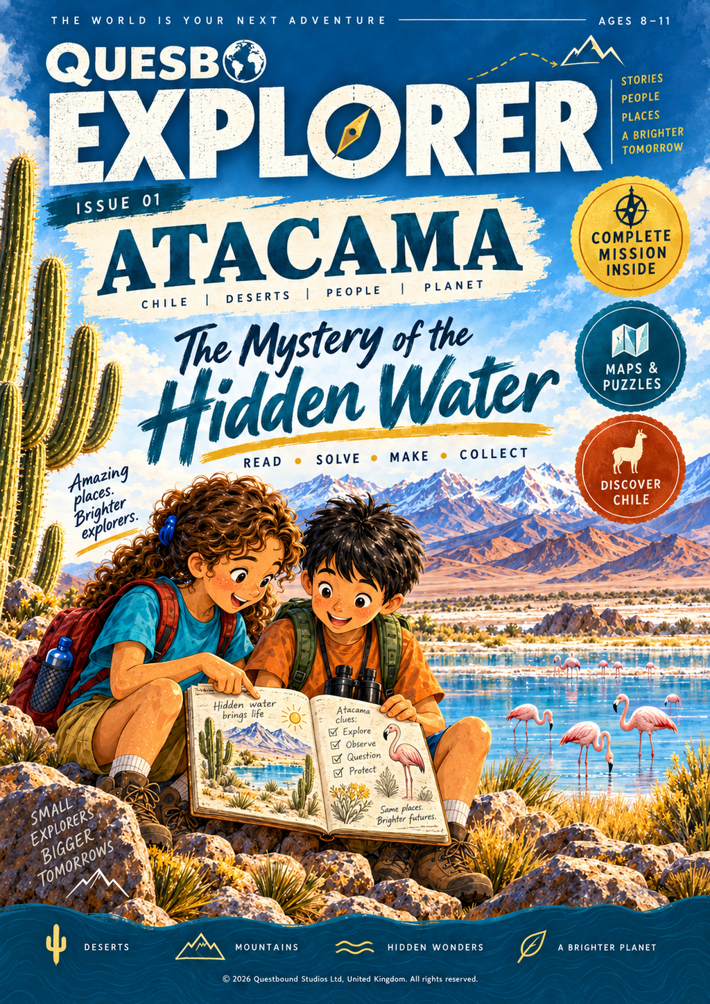 Quesbo Explorer Magazine: Issue 1 - Atacama (Chile) 40 pages | Kids Adventure Magazine Ages 8–11 - Quesbo