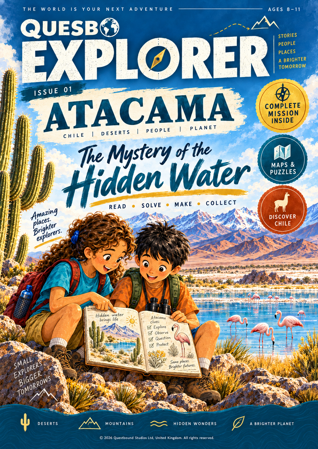 Quesbo Explorer Magazine: Issue 1 - Atacama (Chile) 40 pages | Kids Adventure Magazine Ages 8–11 - Quesbo