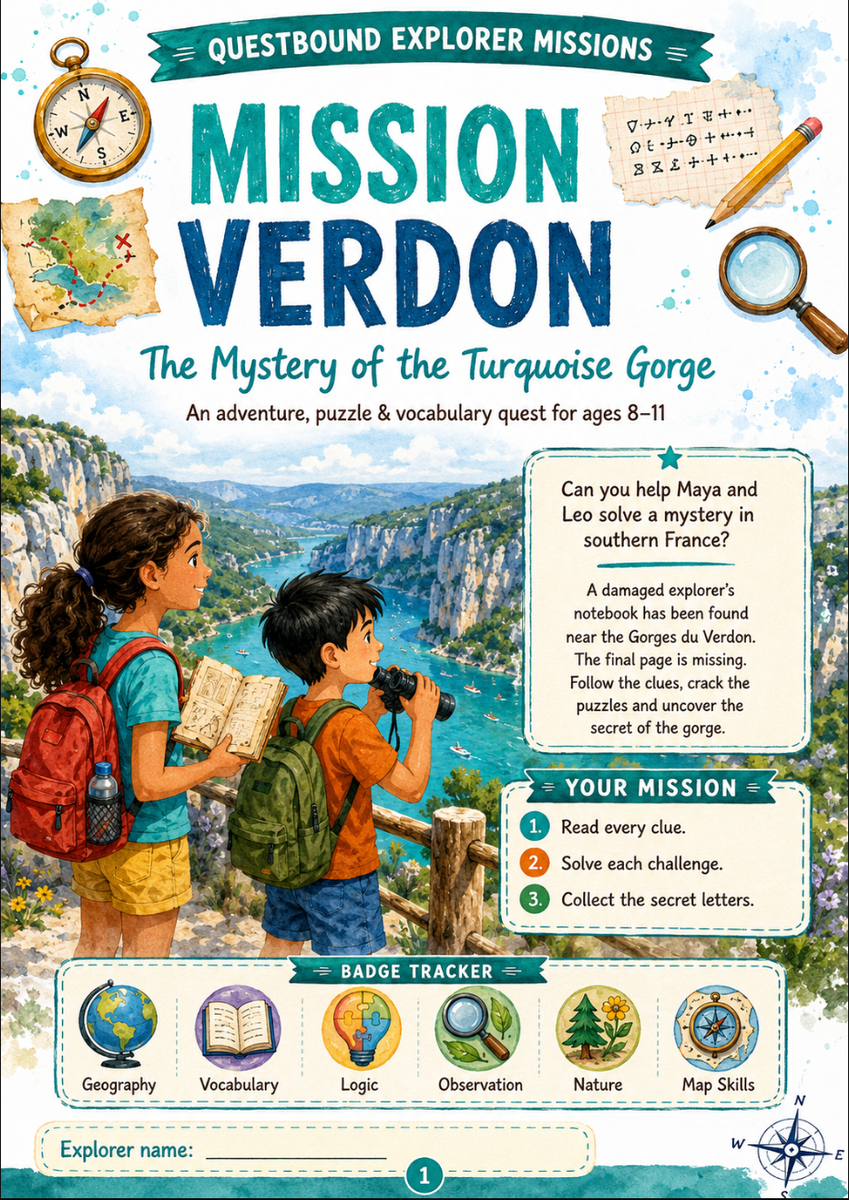 Questbound Explorer Missions: Mission Verdon - Free Kid's Activity Download - Quesbo