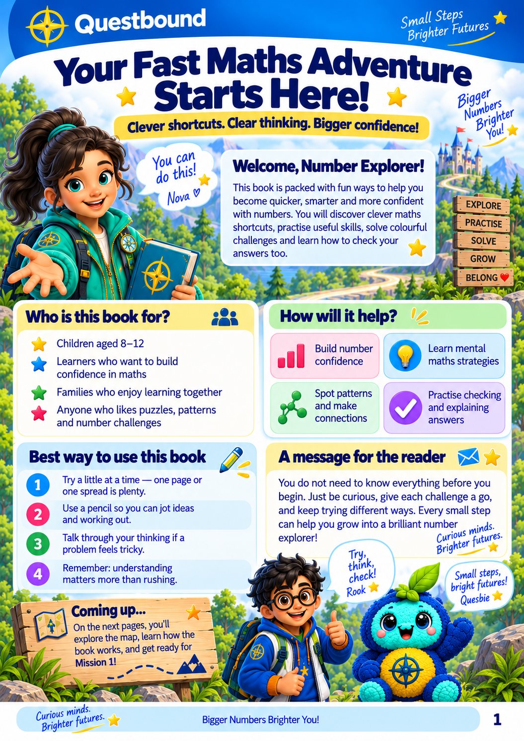 Questbound Fast Maths Adventure – Illustrated Maths Activity Book for Ages 8–12 - Quesbo