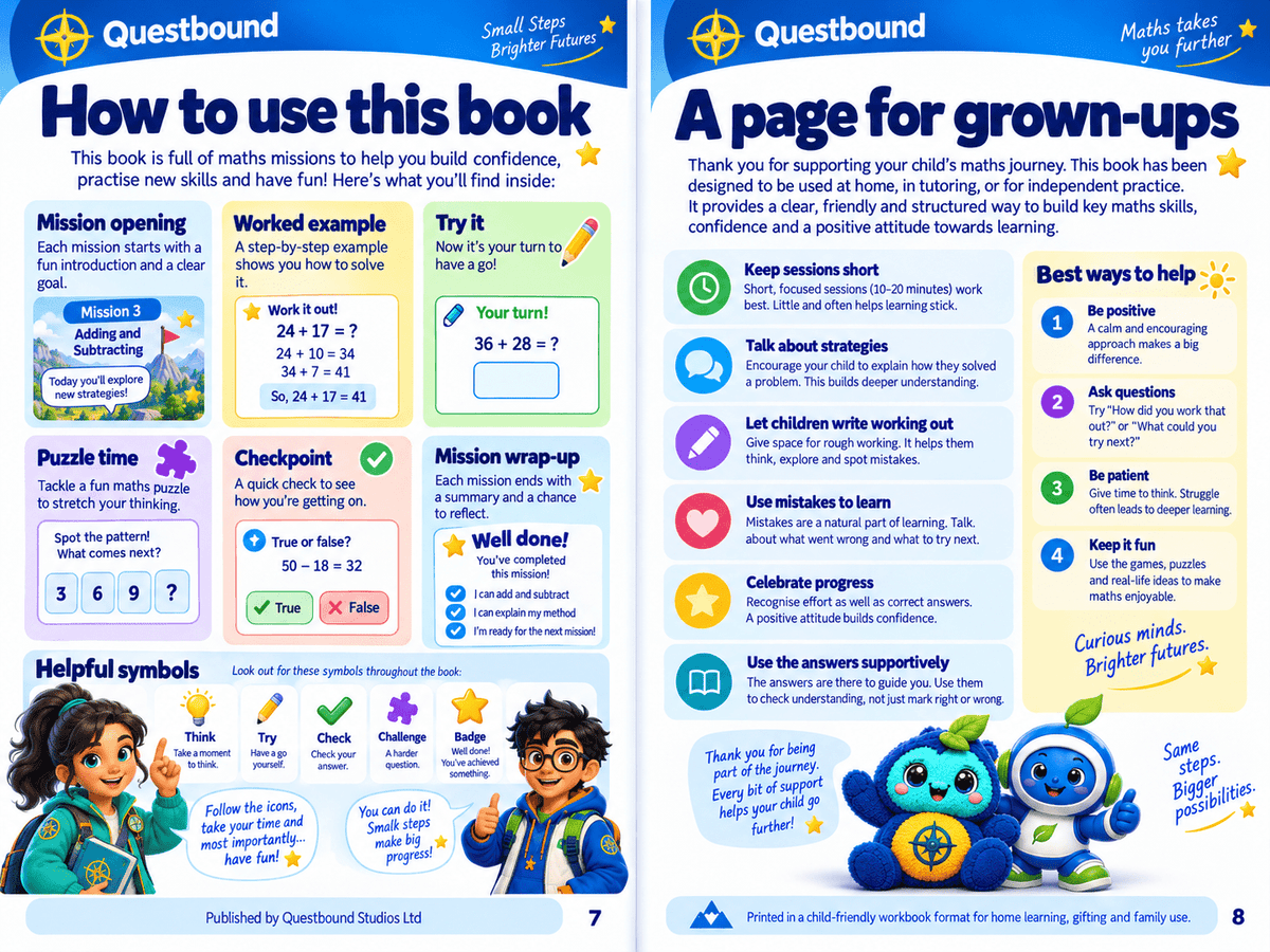 Questbound Fast Maths Adventure – Illustrated Maths Activity Book for Ages 8–12 - Quesbo