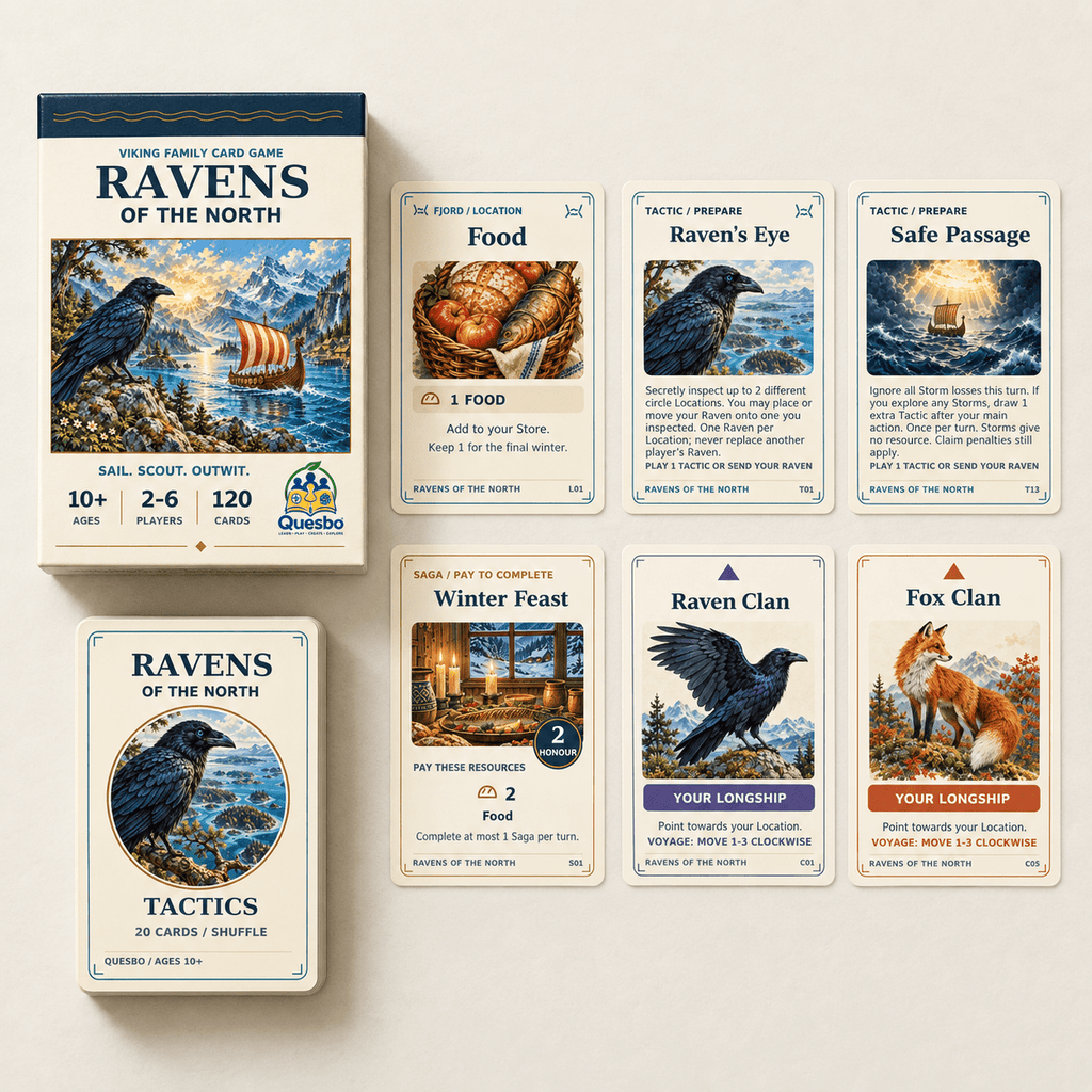 Ravens of the North – Viking Strategy Family Card Game | Ages 10+ - Quesbo
