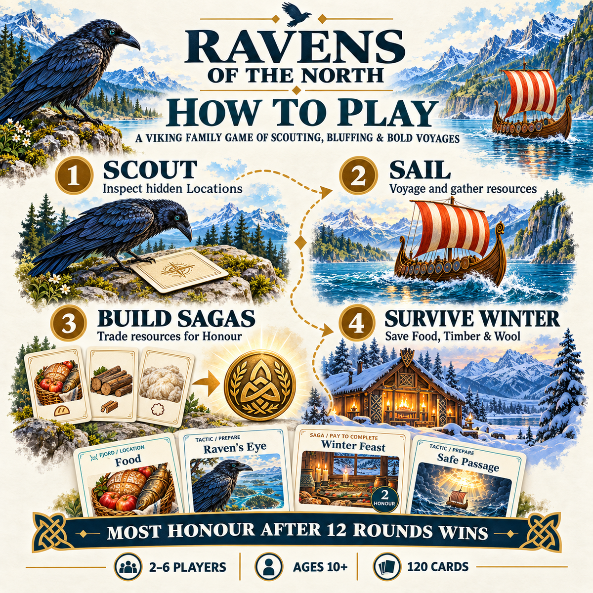 Ravens of the North – Viking Strategy Family Card Game | Ages 10+ - Quesbo
