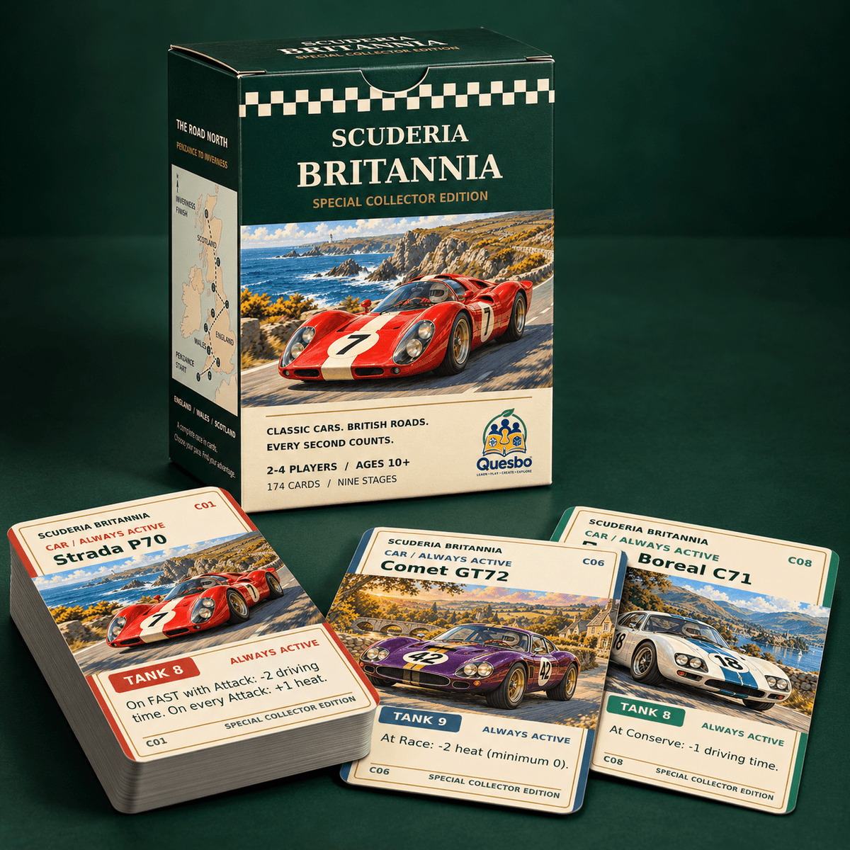 Scuderia Britannia — Special Collector Edition Racing Card Game Around Britain | Ages 10+ - Quesbo