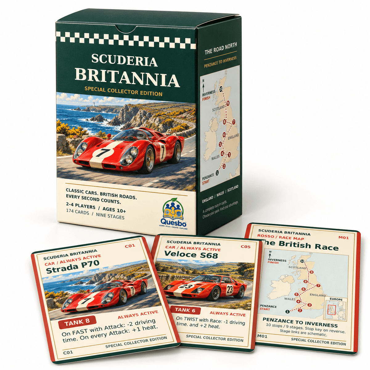 Scuderia Britannia — Special Collector Edition Racing Card Game Around Britain | Ages 10+ - Quesbo