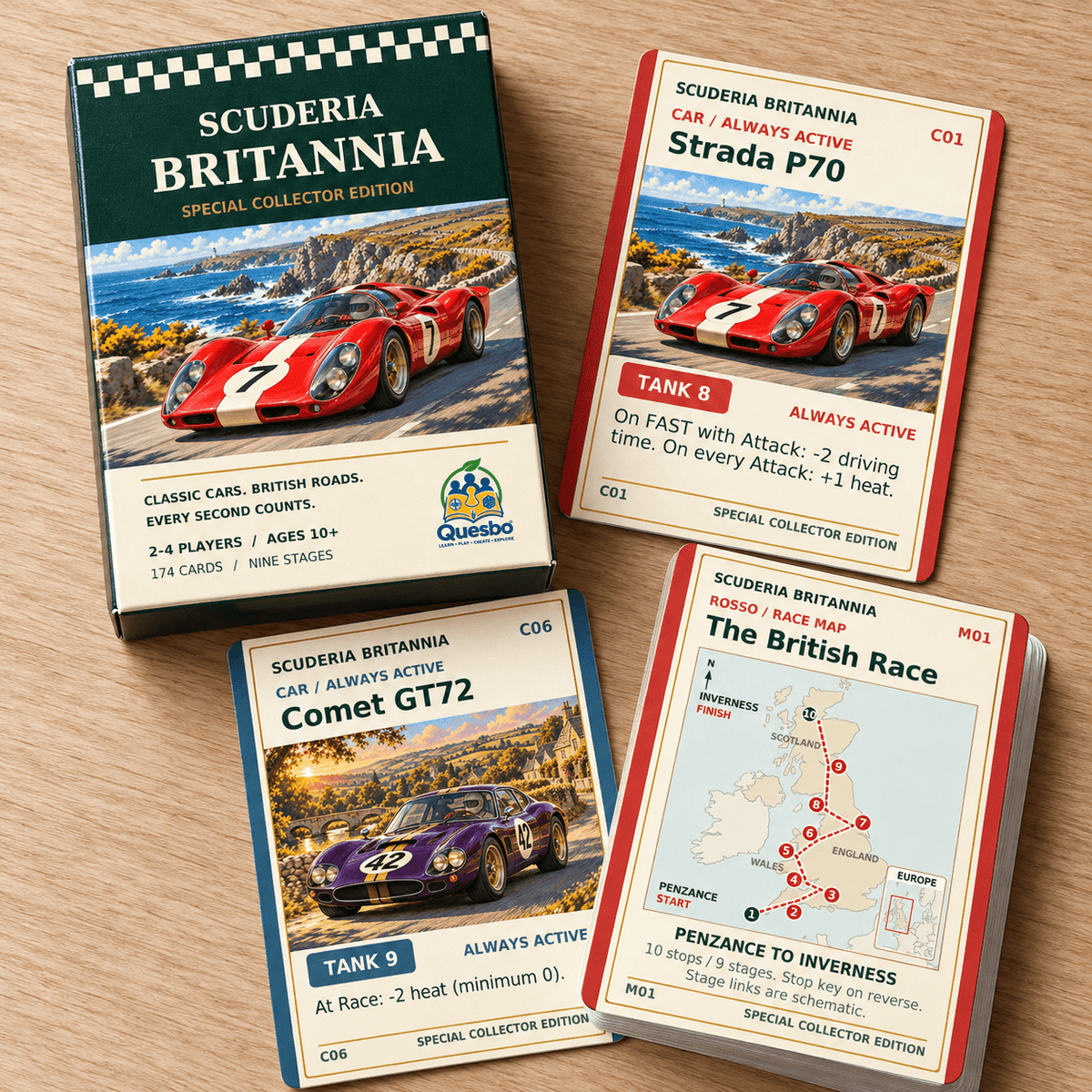 Scuderia Britannia — Special Collector Edition Racing Card Game Around Britain | Ages 10+ - Quesbo