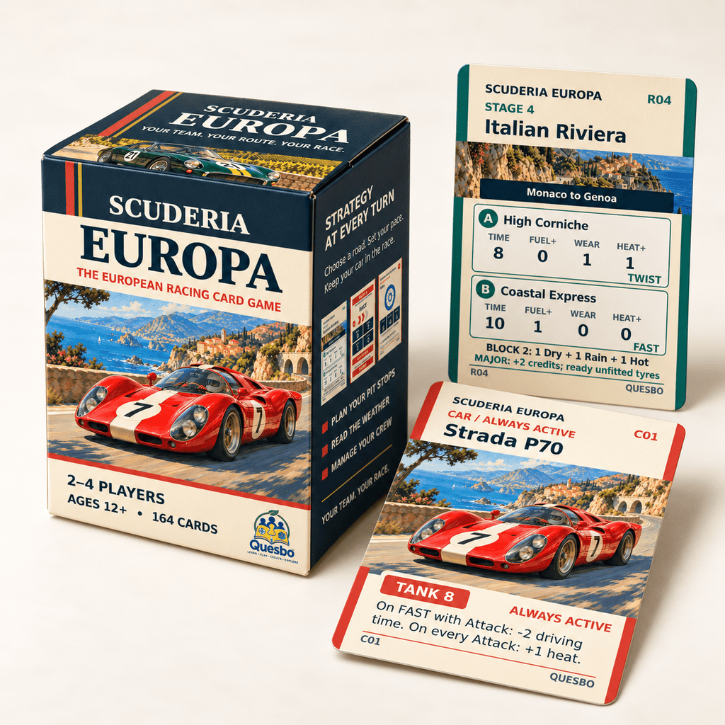 Scuderia Europa™ – Strategic European Racing Card Game | Ages 12+ - Quesbo