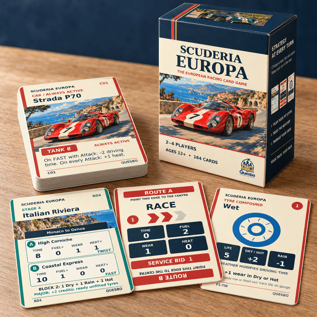 Scuderia Europa™ – Strategic European Racing Card Game | Ages 12+ - Quesbo
