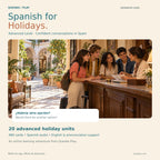 Spanish for Holidays — Advanced Level: 20 illustrated units and 480 Spanish cards with English and pronunciation support.