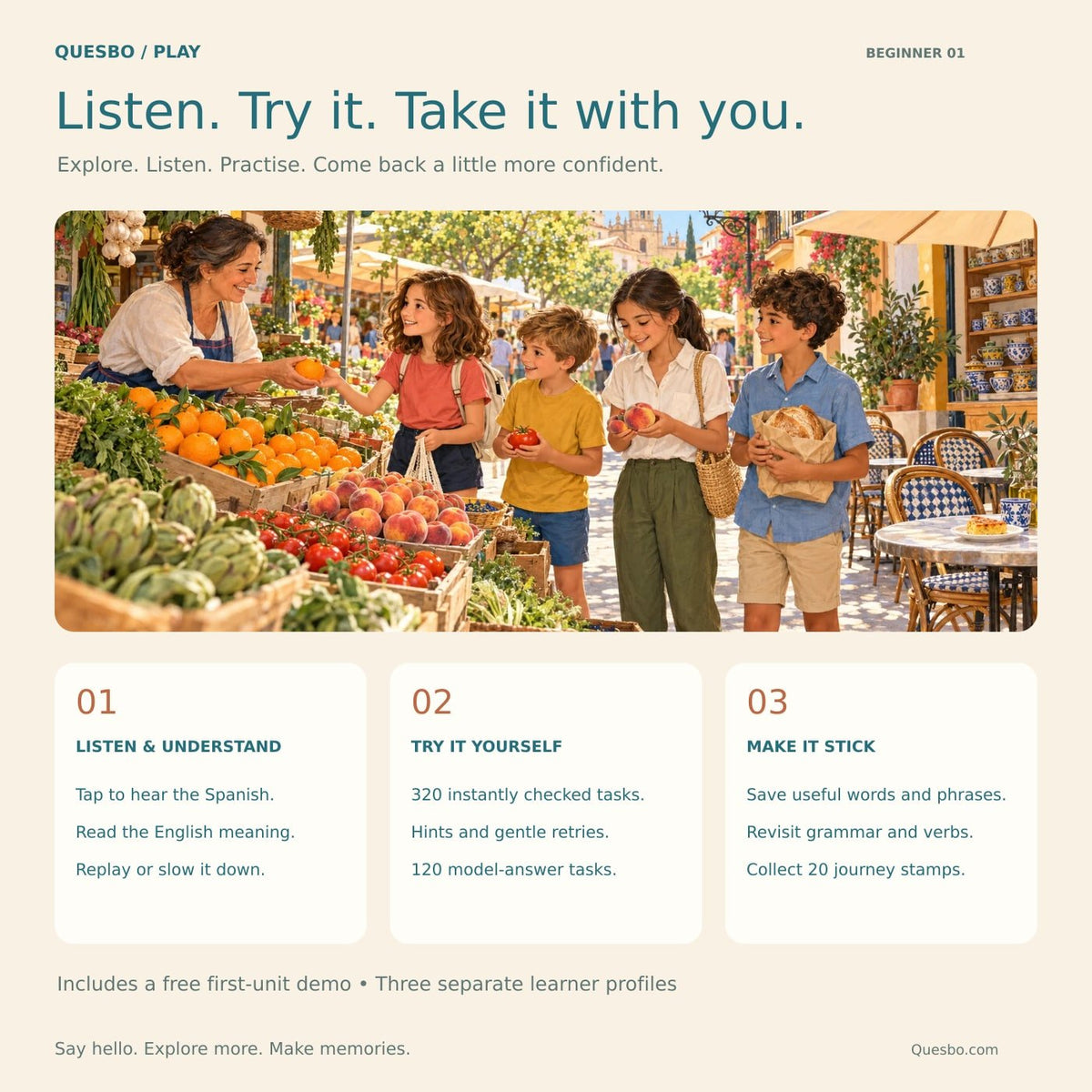 Listen and understand, try interactive exercises and collect useful Spanish holiday phrases