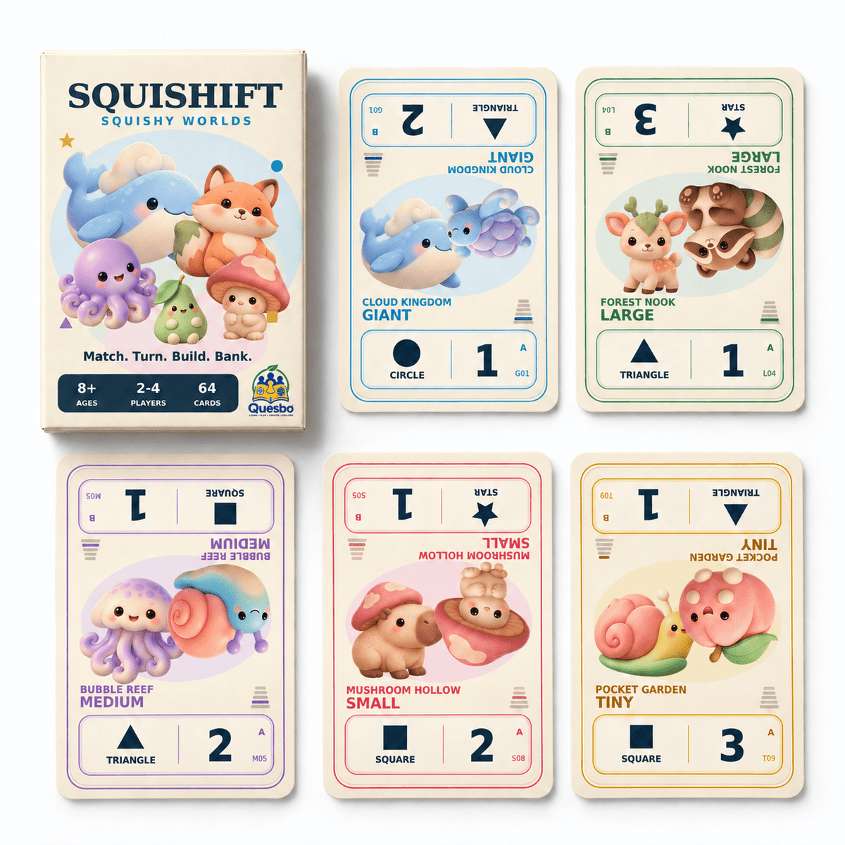 SQUISHIFT™: Squishy Worlds – Family Strategy Card Game | Ages 8+ - Quesbo
