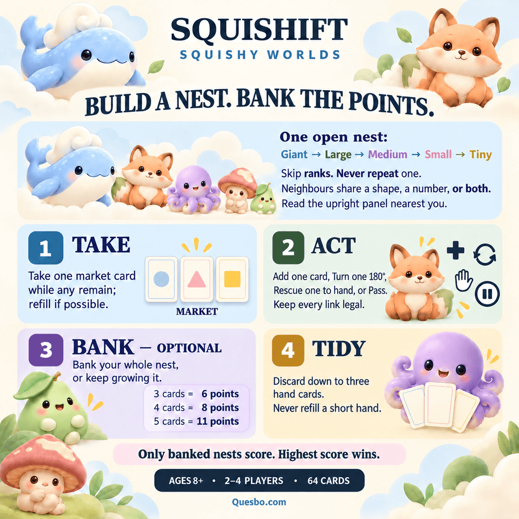 SQUISHIFT™: Squishy Worlds – Family Strategy Card Game | Ages 8+ - Quesbo