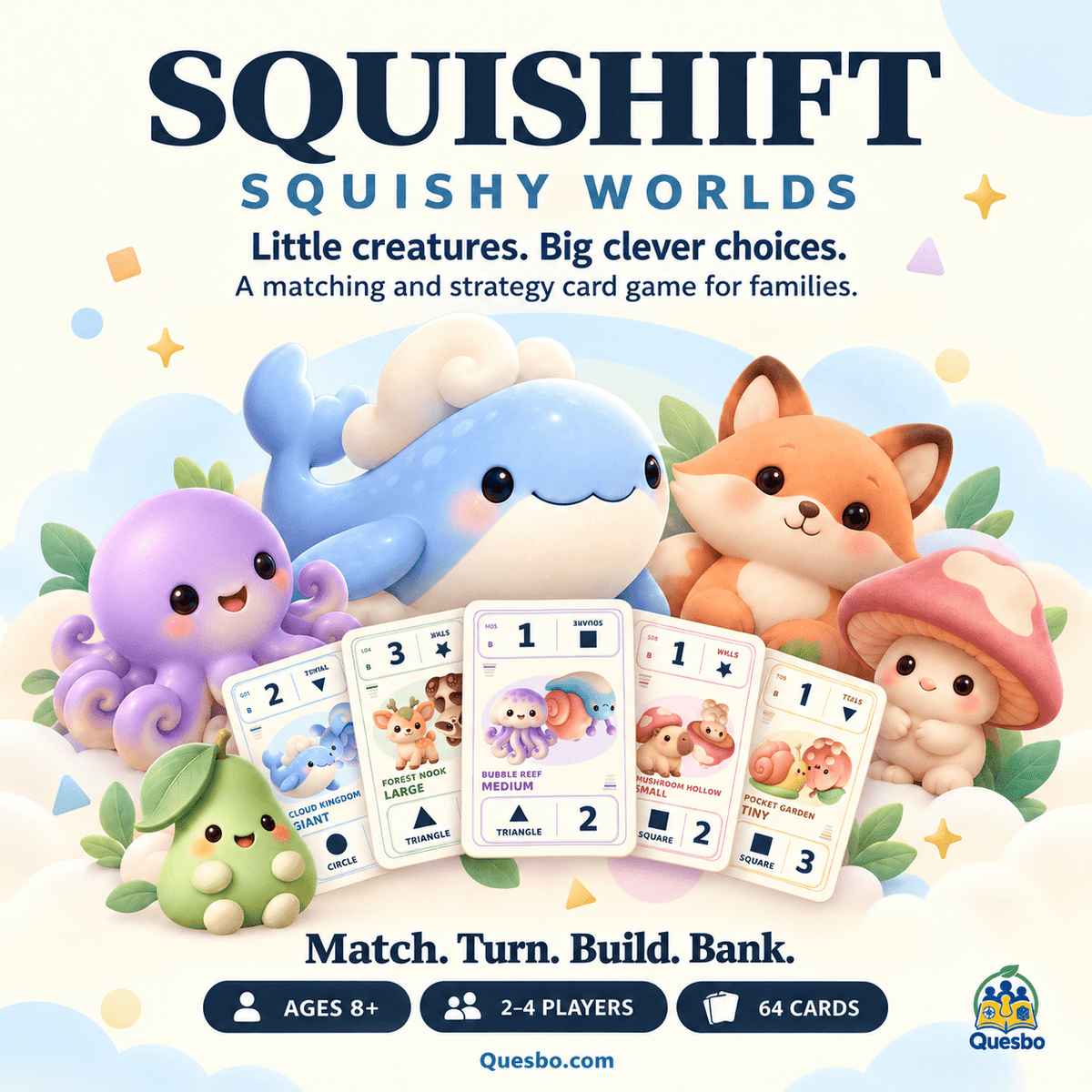 SQUISHIFT™: Squishy Worlds – Family Strategy Card Game | Ages 8+ - Quesbo