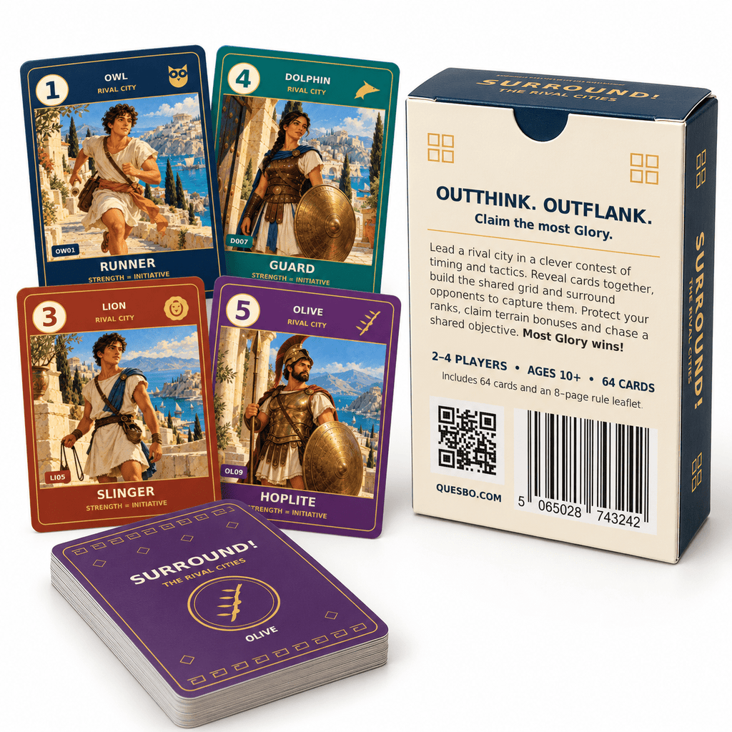 SURROUND! The Rival Cities — Family Strategy Card Game | Ages 10+ - Quesbo