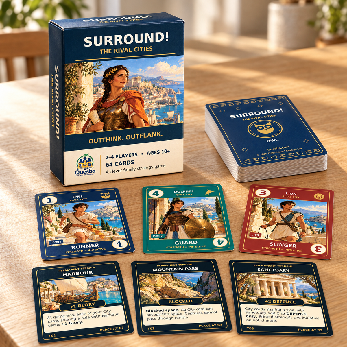SURROUND! The Rival Cities — Family Strategy Card Game | Ages 10+ - Quesbo