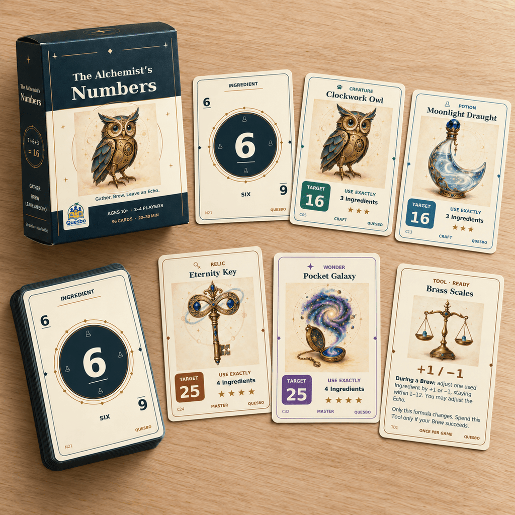 The Alchemist’s Numbers – Family Maths Card Game | Ages 10+ - Quesbo