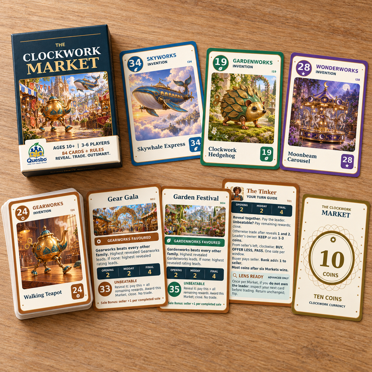 The Clockwork Market – Strategic Family Card Game | Ages 10+ - Quesbo
