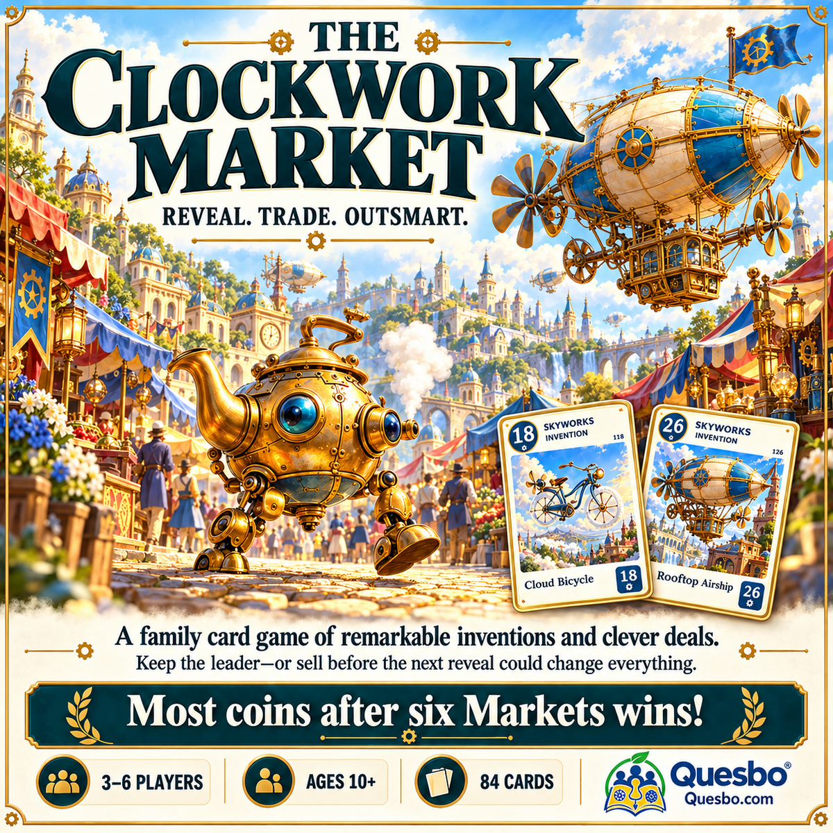 The Clockwork Market – Strategic Family Card Game | Ages 10+ - Quesbo