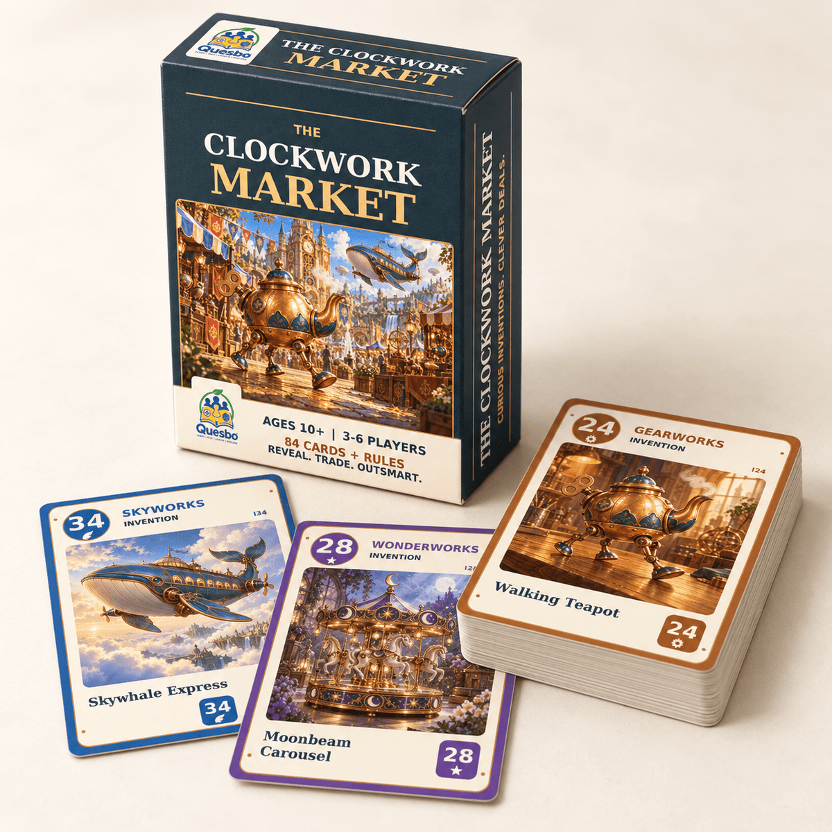 The Clockwork Market – Strategic Family Card Game | Ages 10+ - Quesbo