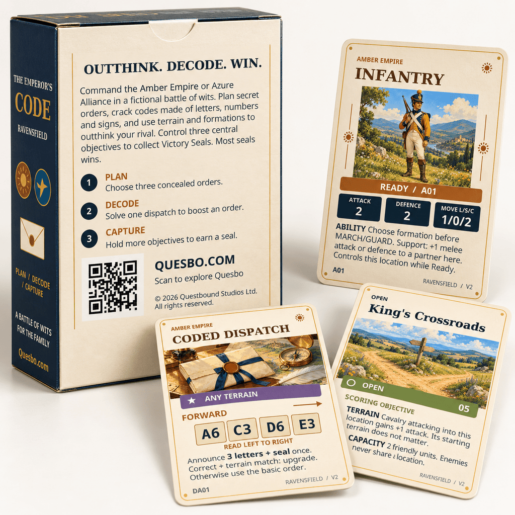 The Emperor’s Code – The Battle of Ravensfield | Family Strategy Card Game - Quesbo