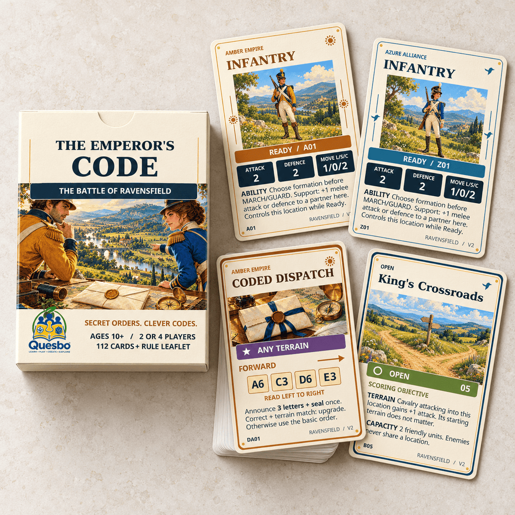The Emperor’s Code – The Battle of Ravensfield | Family Strategy Card Game - Quesbo