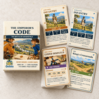 The Emperor's Code box with two Infantry cards, a Code Dispatch deck and King's Crossroads terrain card.