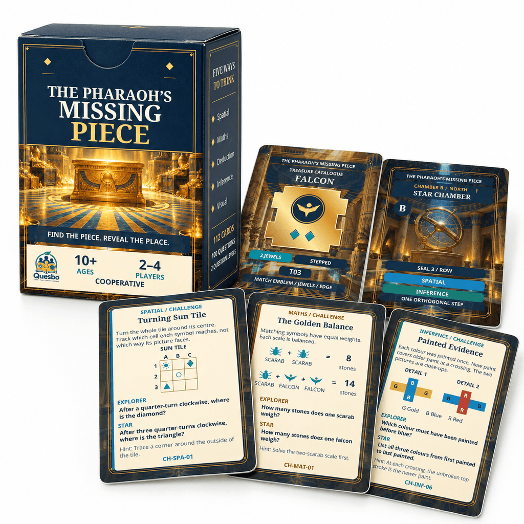 The Pharaoh’s Missing Piece – Egyptian Mystery Card Game | Ages 10+ - Quesbo