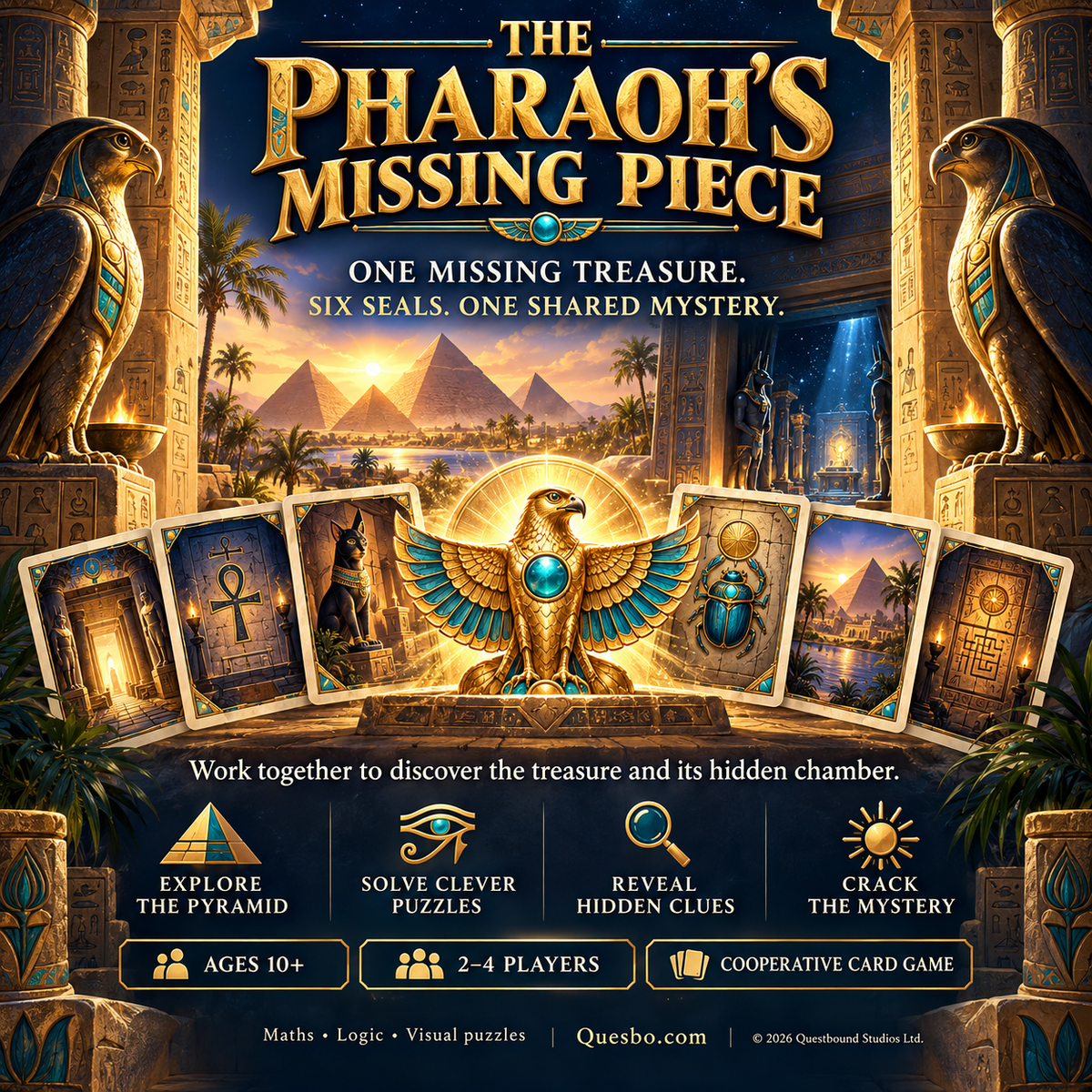 The Pharaoh’s Missing Piece – Egyptian Mystery Card Game | Ages 10+ - Quesbo