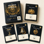 The Secret Vault box with a Solar Crown deck and Moonlit Chalice, Mariner Bell and Clockwork Amulet treasure cards.
