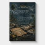 The Water Map of Bali back cover with a story summary above a paper map beside a rocky stream.