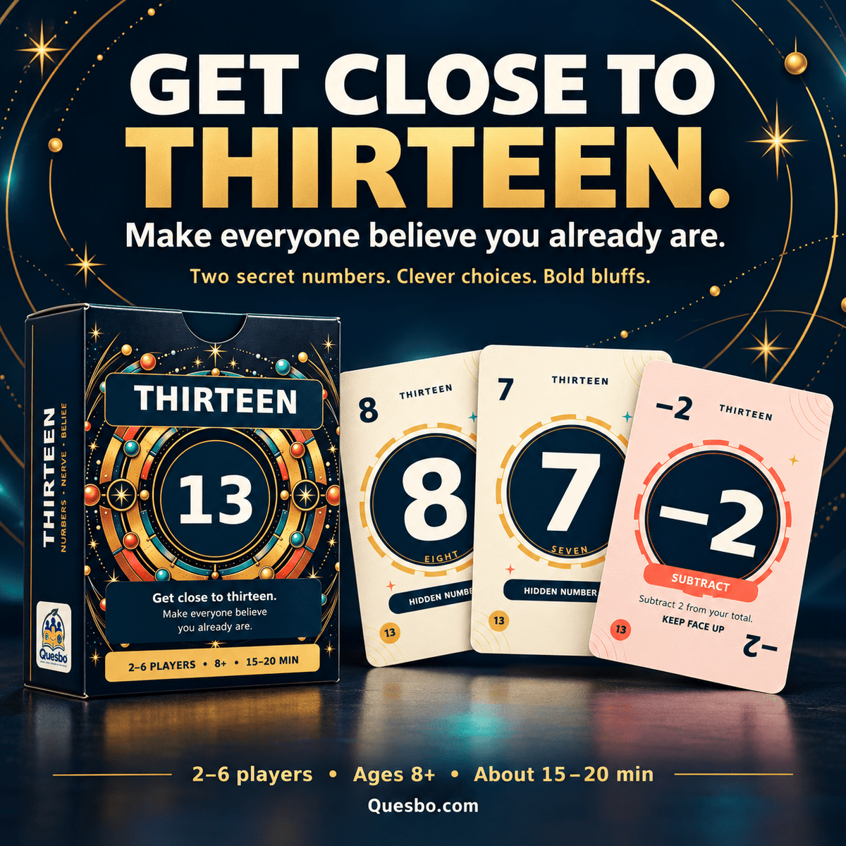 THIRTEEN – Family Strategy & Bluffing Card Game | Ages 8+ - Quesbo
