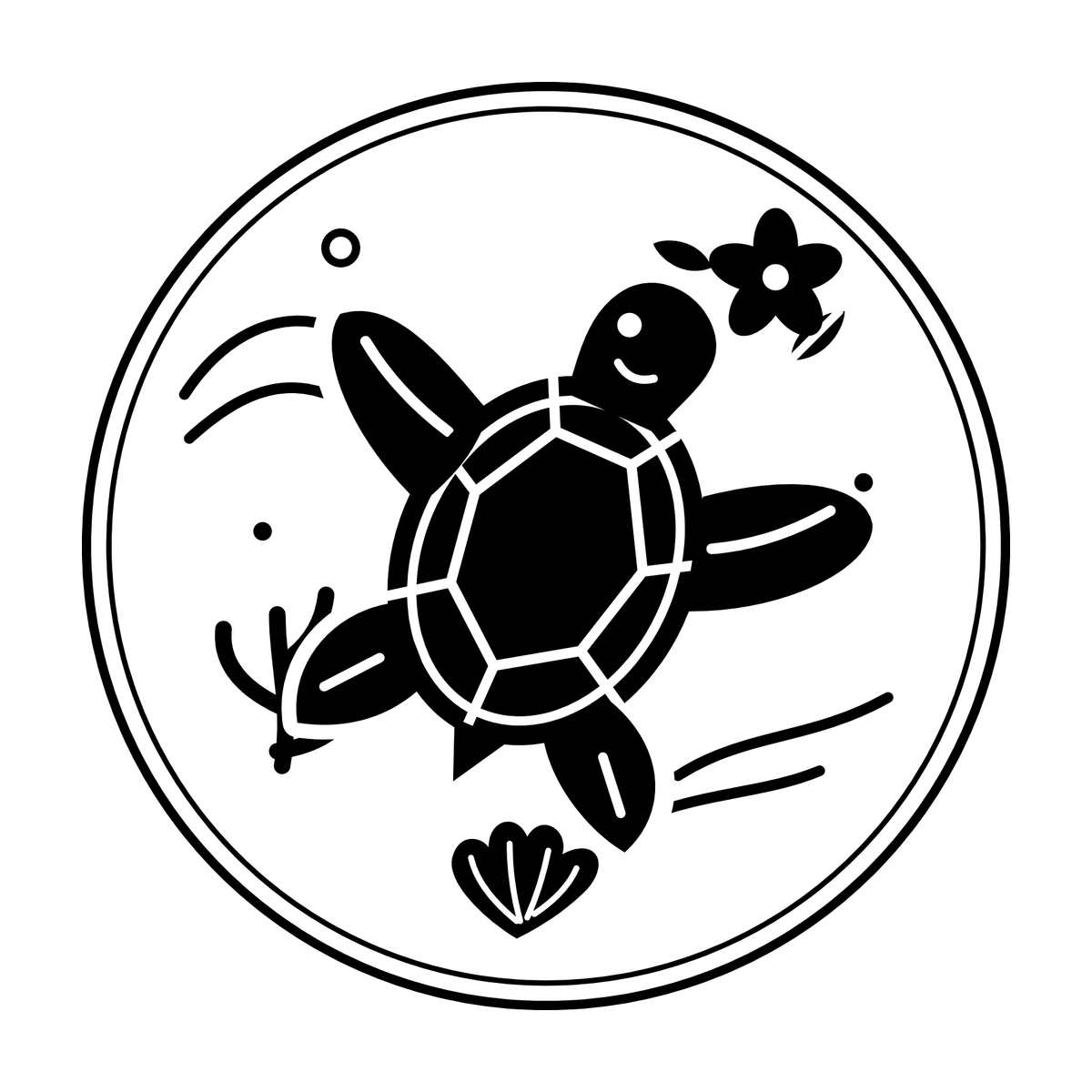 Tidal Honu black-and-white engraving artwork; design preview only