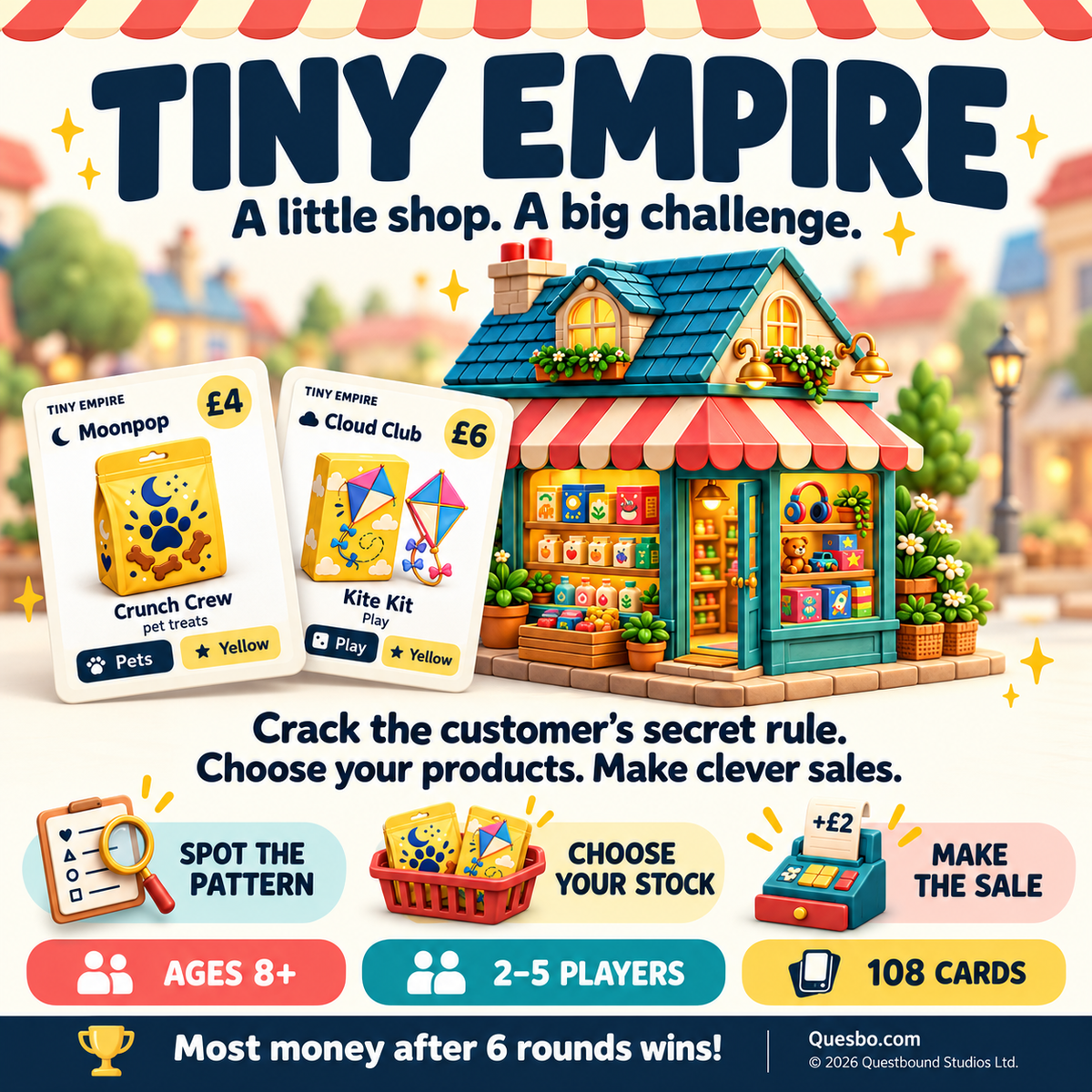 Tiny Empire – Family Deduction & Quick Maths Card Game | Ages 8+ - Quesbo