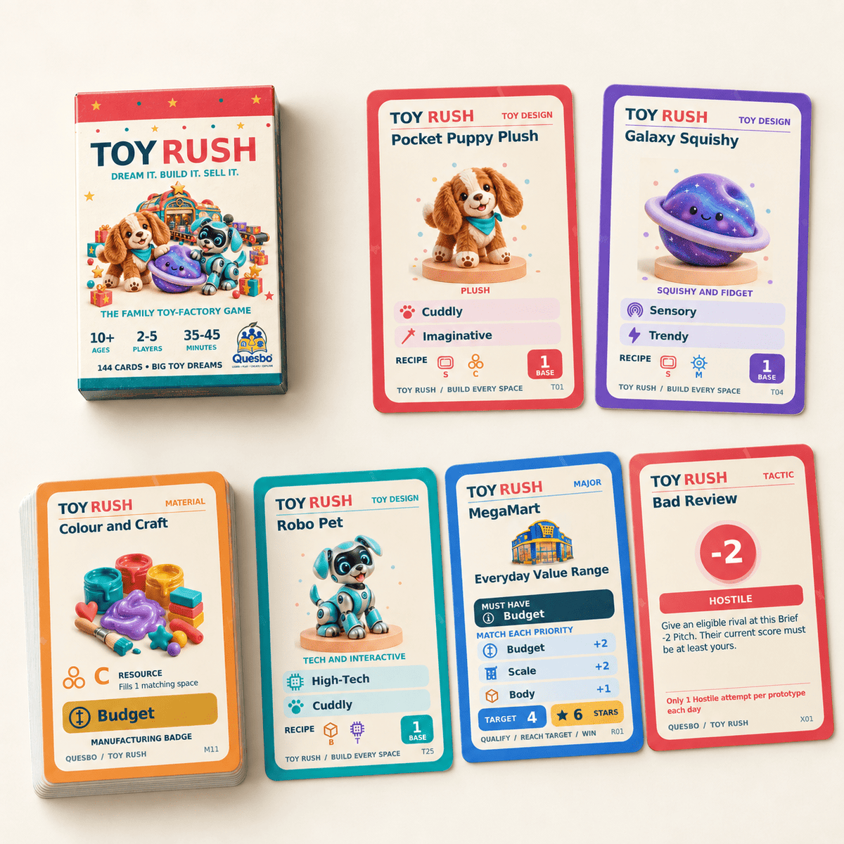 TOY RUSH – Family Strategy Card Game for Ages 10+ - Quesbo
