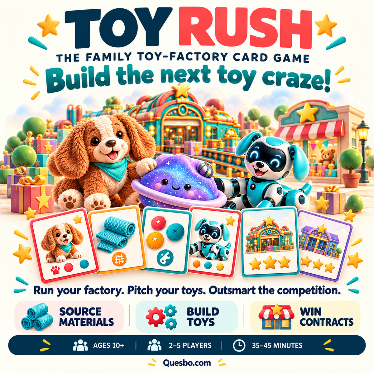 TOY RUSH – Family Strategy Card Game for Ages 10+ - Quesbo