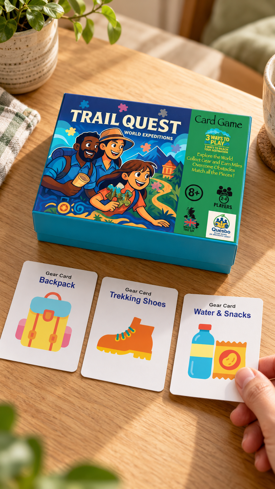 Trail Quest® World Expeditions Kids Travel Strategy Card Game Ages 8+ (First Edition) - Quesbo