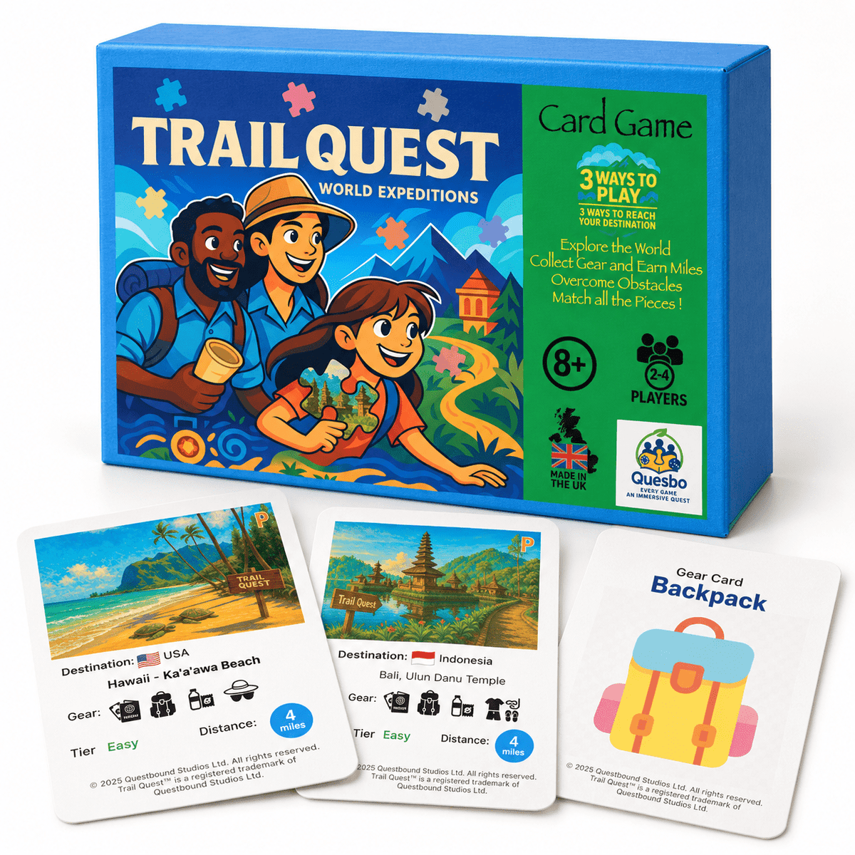 Trail Quest® World Expeditions Kids Travel Strategy Card Game Ages 8+ (First Edition) - Quesbo