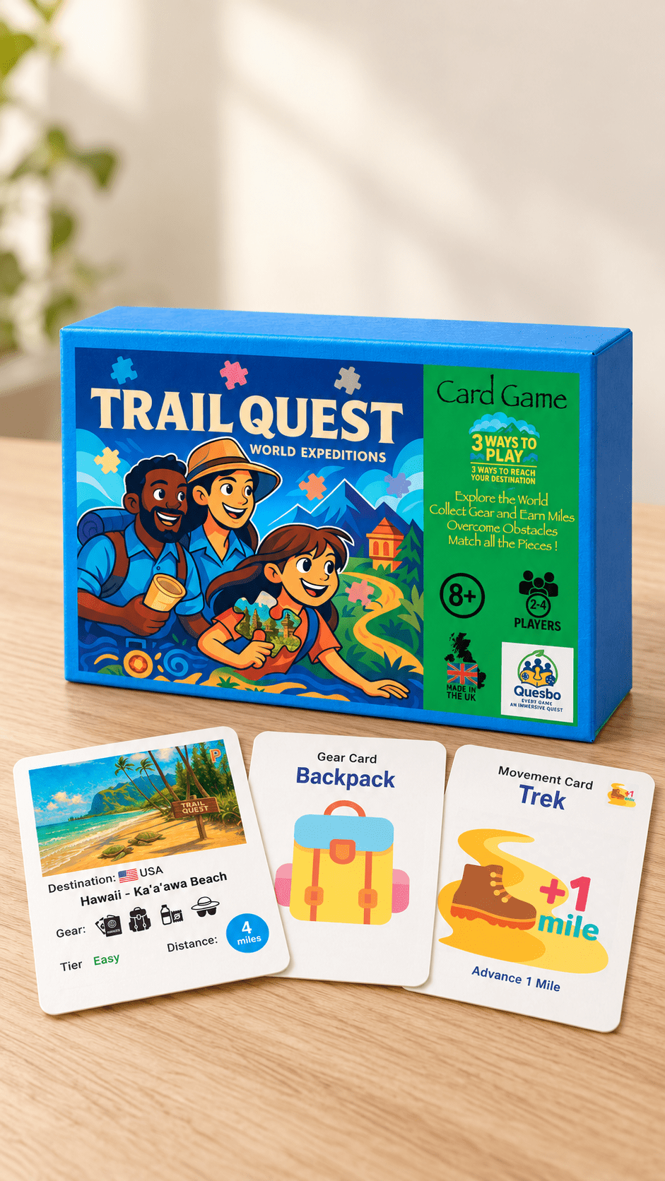 Trail Quest® World Expeditions Kids Travel Strategy Card Game Ages 8+ (First Edition) - Quesbo