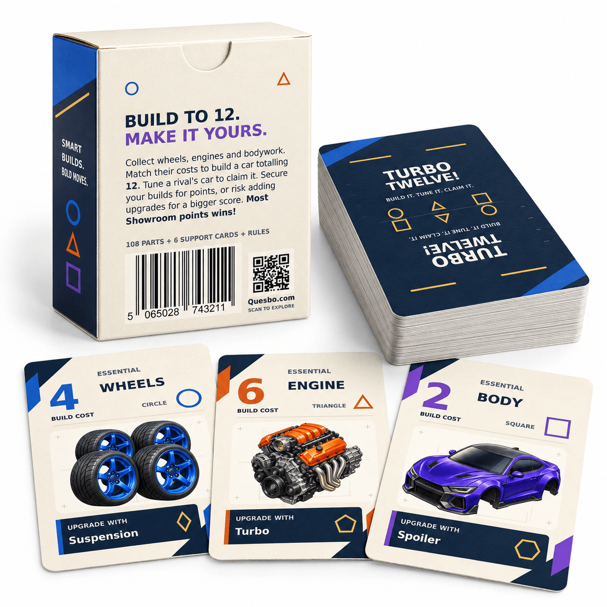 TURBO TWELVE! Car-Building Strategy Card Game | Ages 10+ - Quesbo