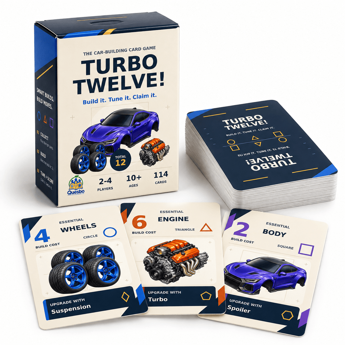 TURBO TWELVE! Car-Building Strategy Card Game | Ages 10+ - Quesbo