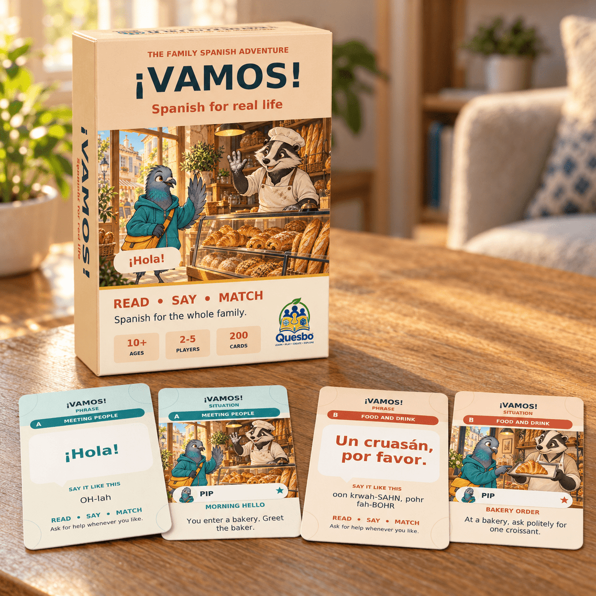 VAMOS! – Spanish Learning Card Game for Kids & Families - Quesbo